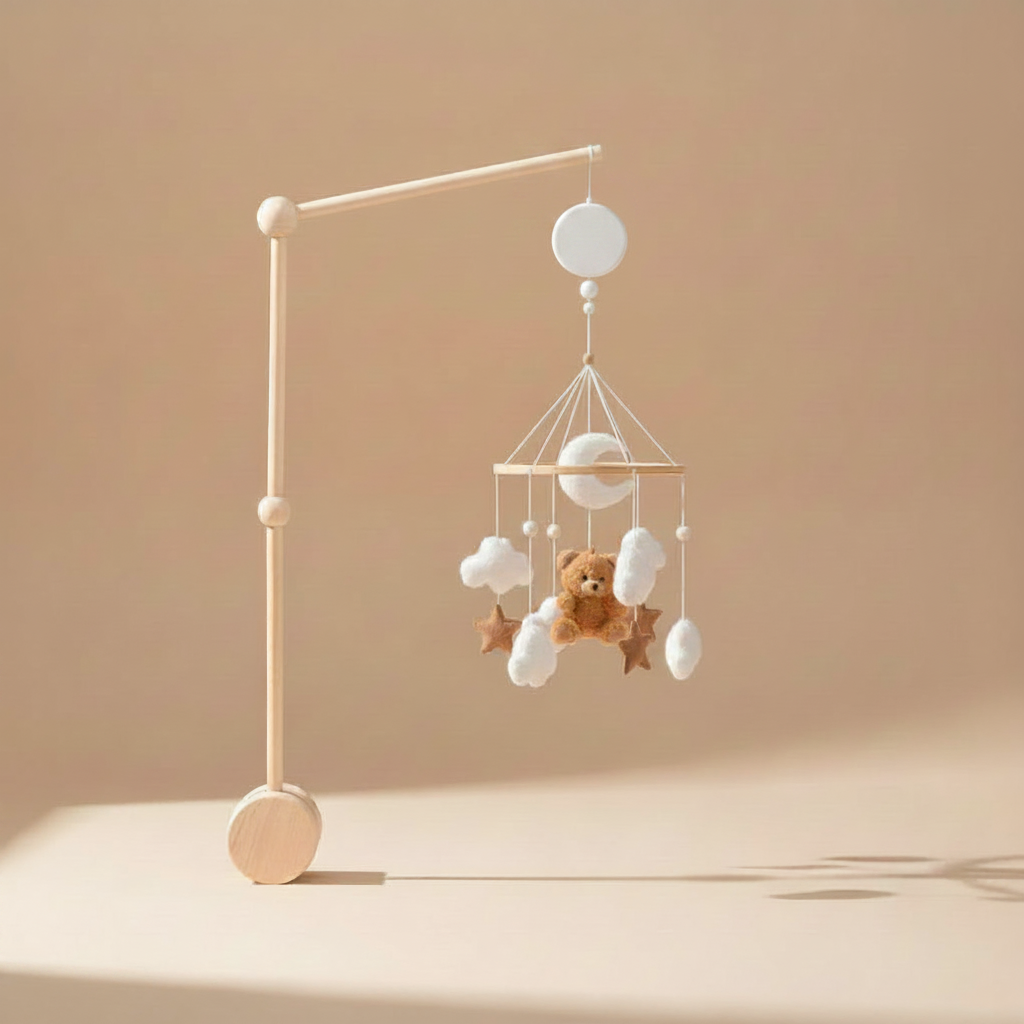 Crib Mobile - Brown Bear White Music Box